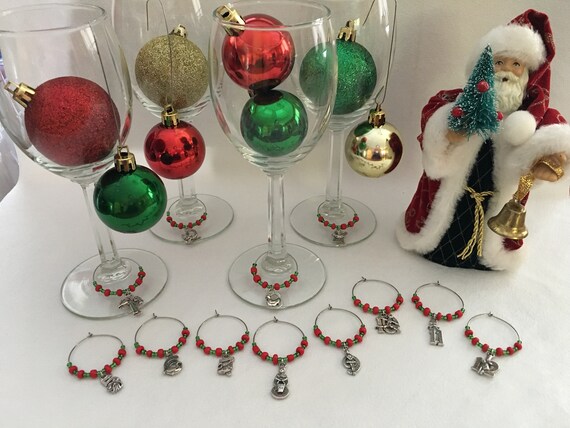 12 Days of Christmas Wine Glass Charms
