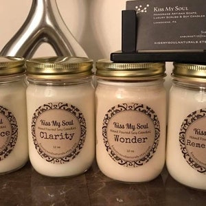 Hand Poured Soy Scented 12 oz mason jar candles image 3