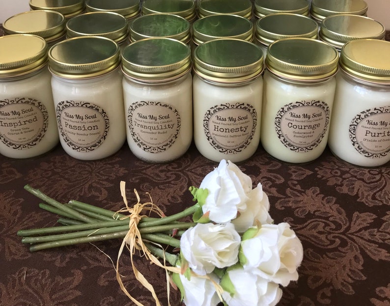 Hand Poured Soy Scented 12 oz mason jar candles image 2