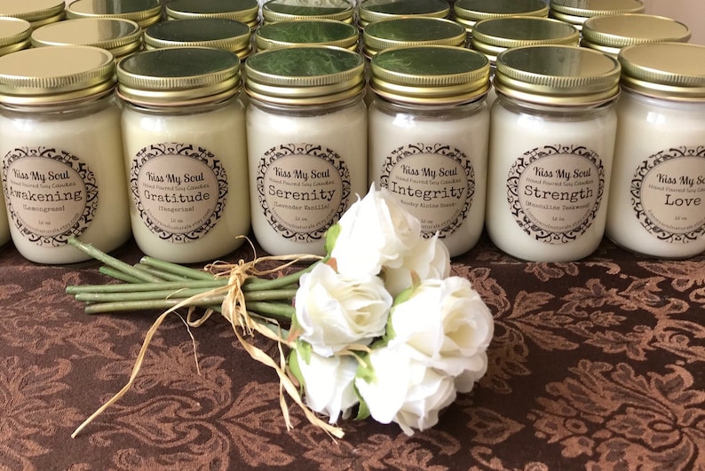 Hand Poured Soy Scented 12 oz mason jar candles image 1