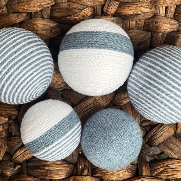 Light Blue and White Vase Fillers; Yarn Balls; Bowl Filler Balls; Decorative Yarn Balls