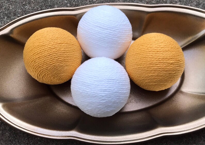 Decorative Yarn Balls Yellow And White Decorative Balls Deco Etsy
