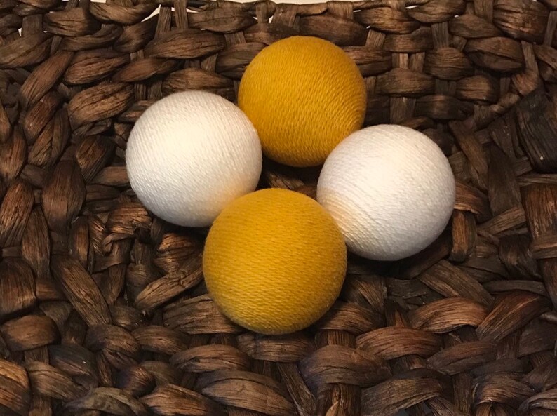 Decorative Yarn Balls Mustard Yellow and White Decorative Etsy