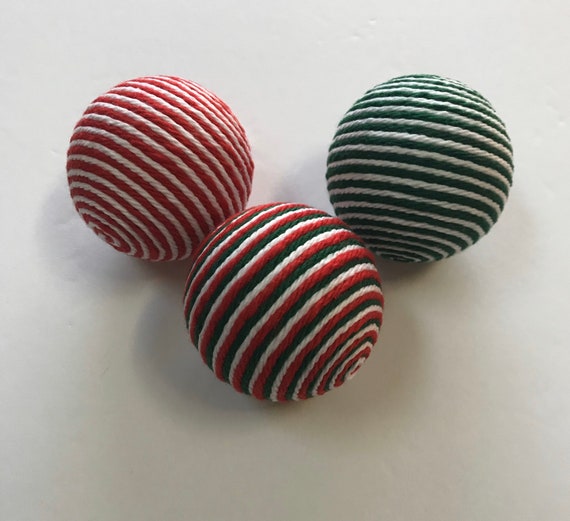 Red Green And White Decorative Yarn Balls Decorative Balls Etsy