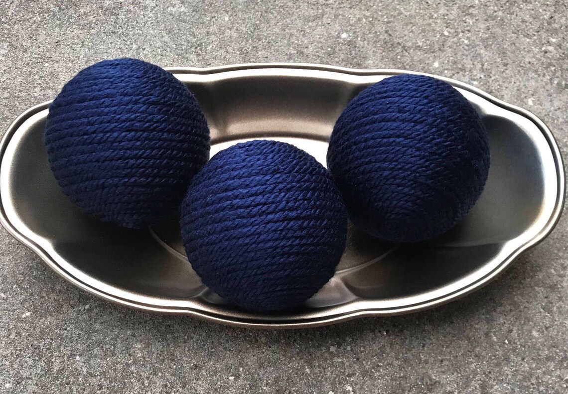 Decorative Yarn Balls Vase Fillers Navy Blue Yarn Balls Etsy