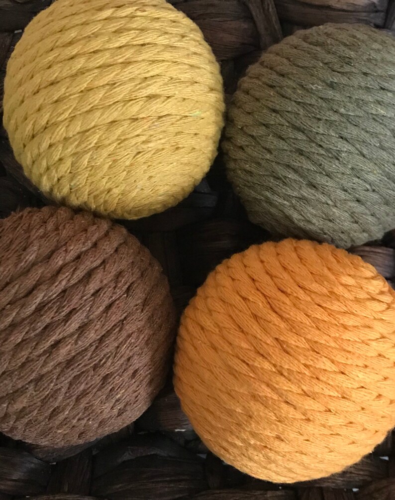 Decorative Yarn Balls Mustard Yellow Brown Green and Etsy