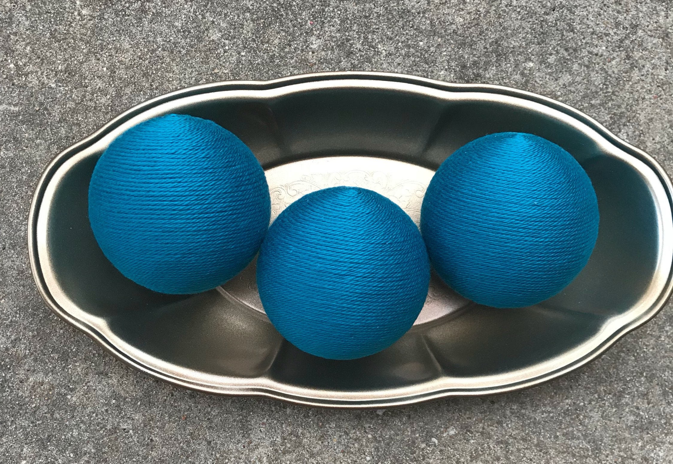 Decorative Yarn Balls Teal Decorative Balls Deco Balls Etsy