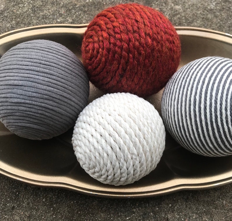 Decorative Yarn Balls Gray Rust and Ivory Decorative Balls Etsy