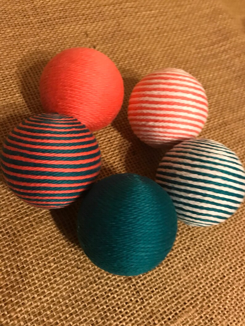 Set of 5 Coral Teal and White Decorative Balls Vase Fillers Etsy