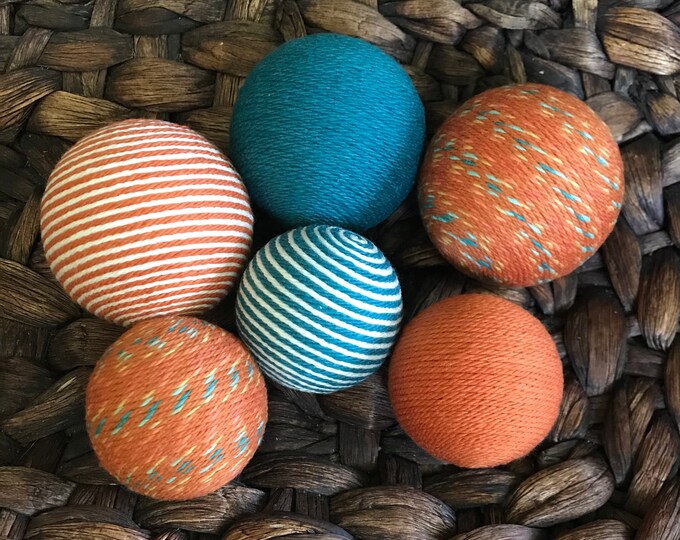 Navy Blue, Gray, and Ivory Yarn Balls Bowl Filler Balls Vase Fillers