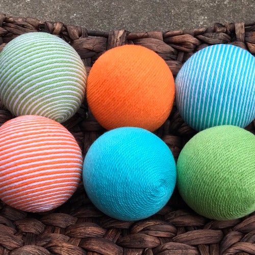 Teal Burnt Orange and Ivory Yarn Balls Bowl Fillers Vase Etsy