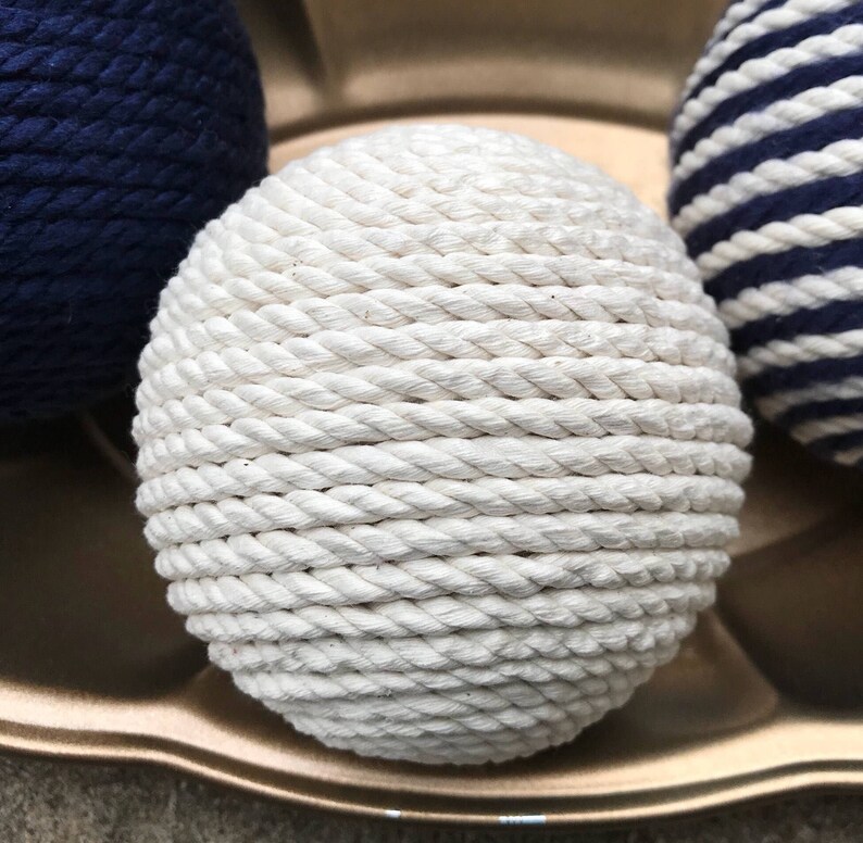 Navy Blue and Ivory Decorative Yarn Balls Decorative Balls Etsy Canada