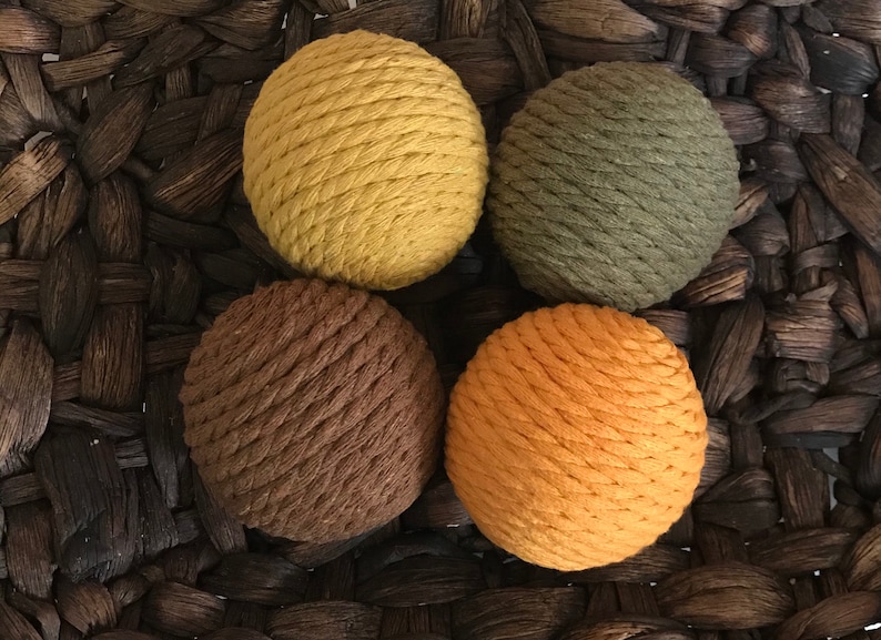 Decorative Yarn Balls Mustard Yellow Brown Green and Etsy