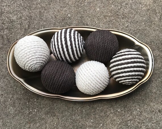Decorative Yarn Balls Brown And Cream Decorative Balls Deco Etsy