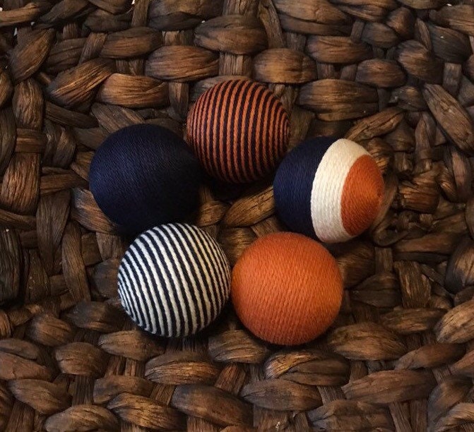 Navy Blue Ivory and Burnt Orange Decorative Balls Vase Etsy