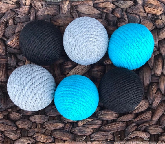 Decorative Yarn Balls Black Turquoise And Gray Decorative Etsy