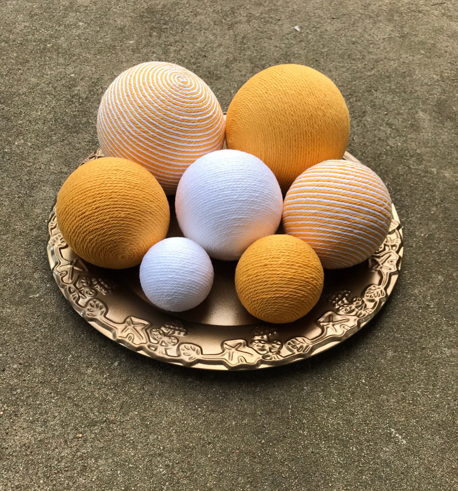 Decorative Yarn Balls Vase Fillers Yellow and White Yarn Etsy