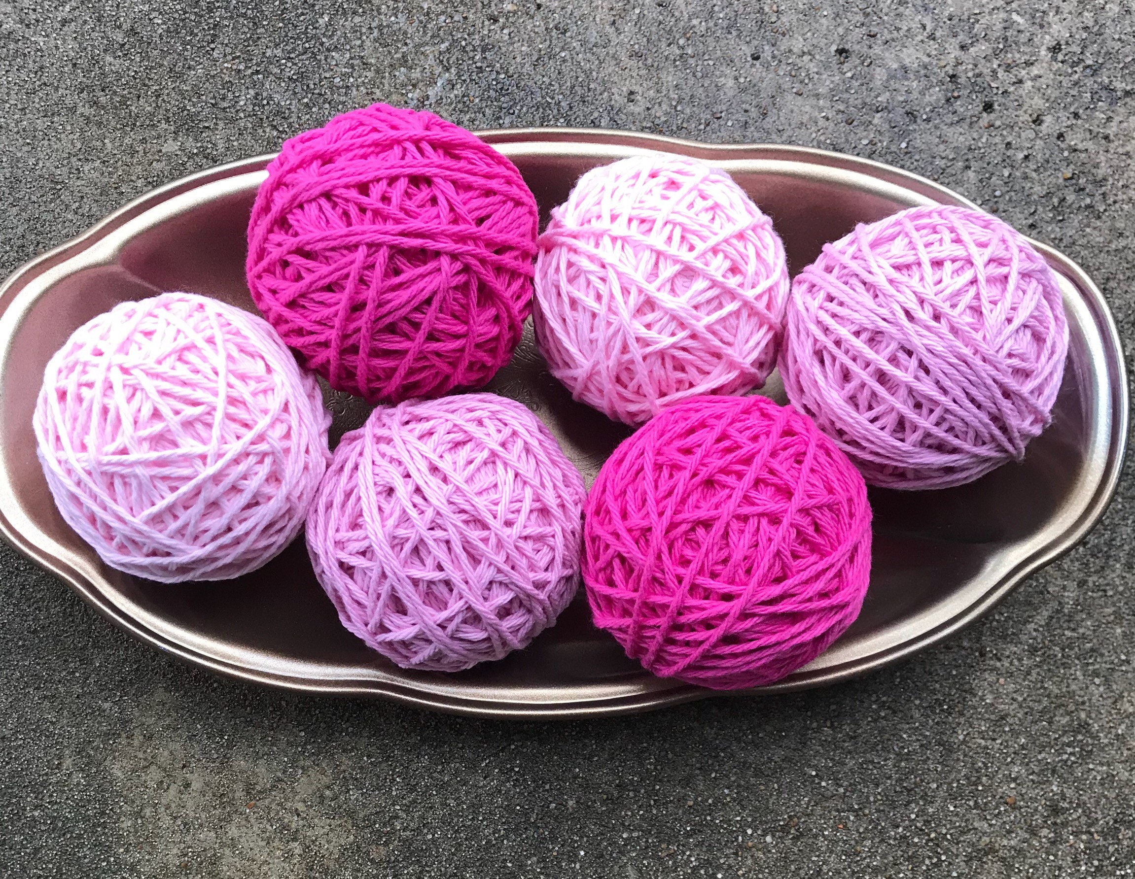 Set of Six Yarn Balls Pink Yarn Balls Decorative Yarn Balls Etsy