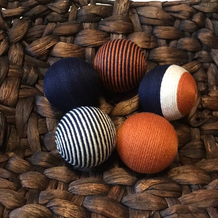 Navy Blue Ivory and Burnt Orange Decorative Balls Vase Etsy