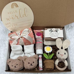 New Mom Gift Box: Crochet Rattle, Bodysuit & Self-Care Set