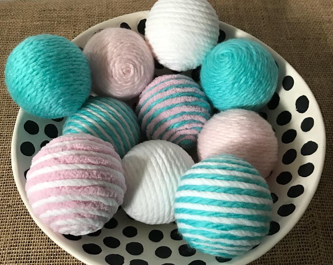 Decorative Yarn Balls Teal Pink and White Decorative Balls Etsy