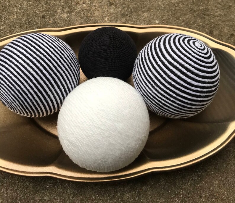 Decorative Yarn Balls Black White and Black and White Etsy
