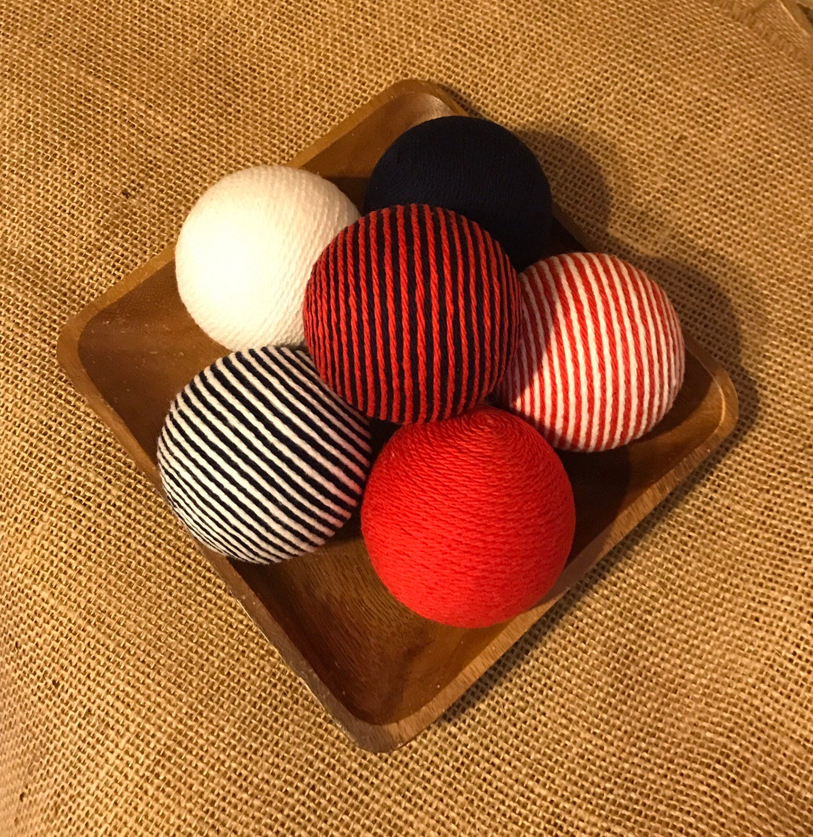Decorative Yarn Balls Red White and Blue Decorative Yarn Etsy