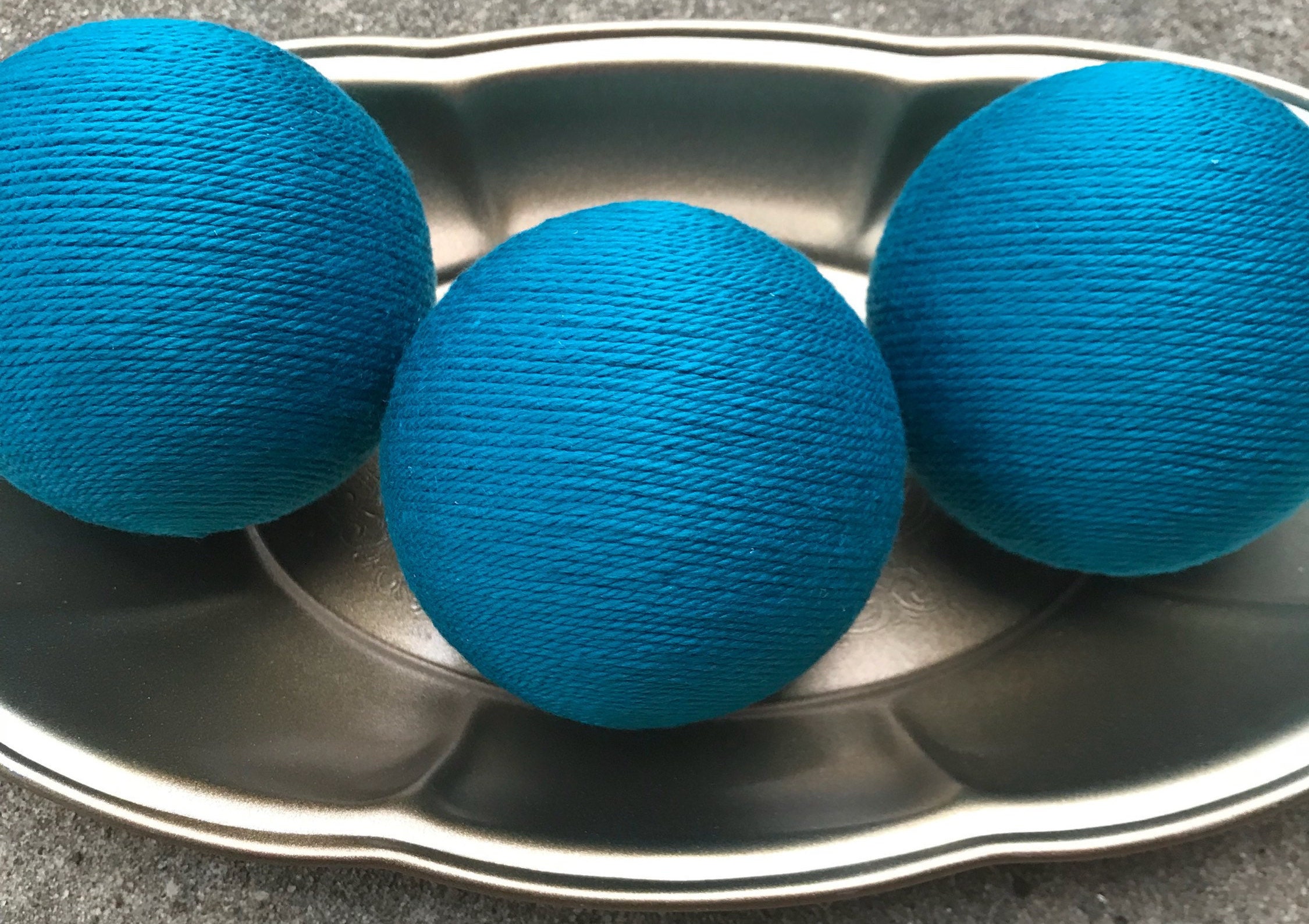 Decorative Yarn Balls Teal Decorative Balls Deco Balls Etsy