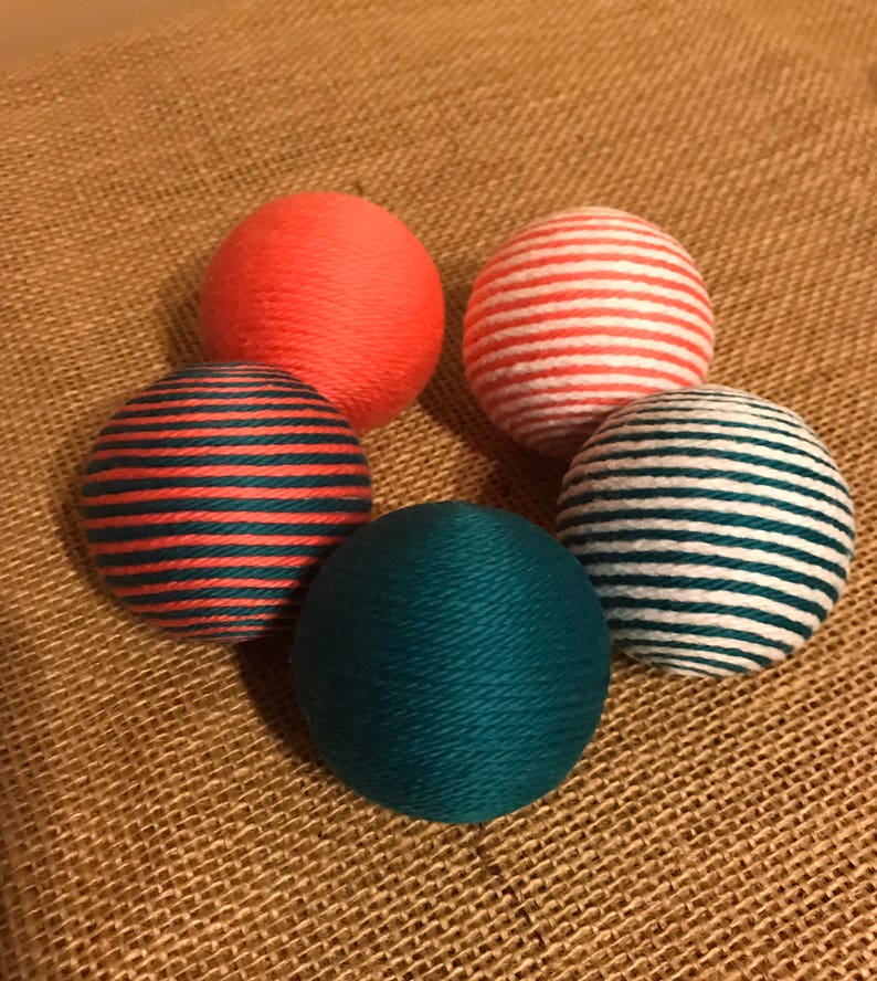 Set Of 5 Coral Teal And White Decorative Balls Vase Fillers Etsy