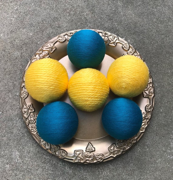 Decorative Yarn Balls Teal And Yellow Decorative Yarn Balls Deco Balls Decorative Bowl Filler Balls Vase Fillers