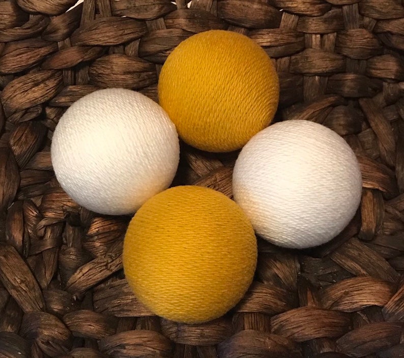 Decorative Yarn Balls Mustard Yellow and White Decorative Etsy