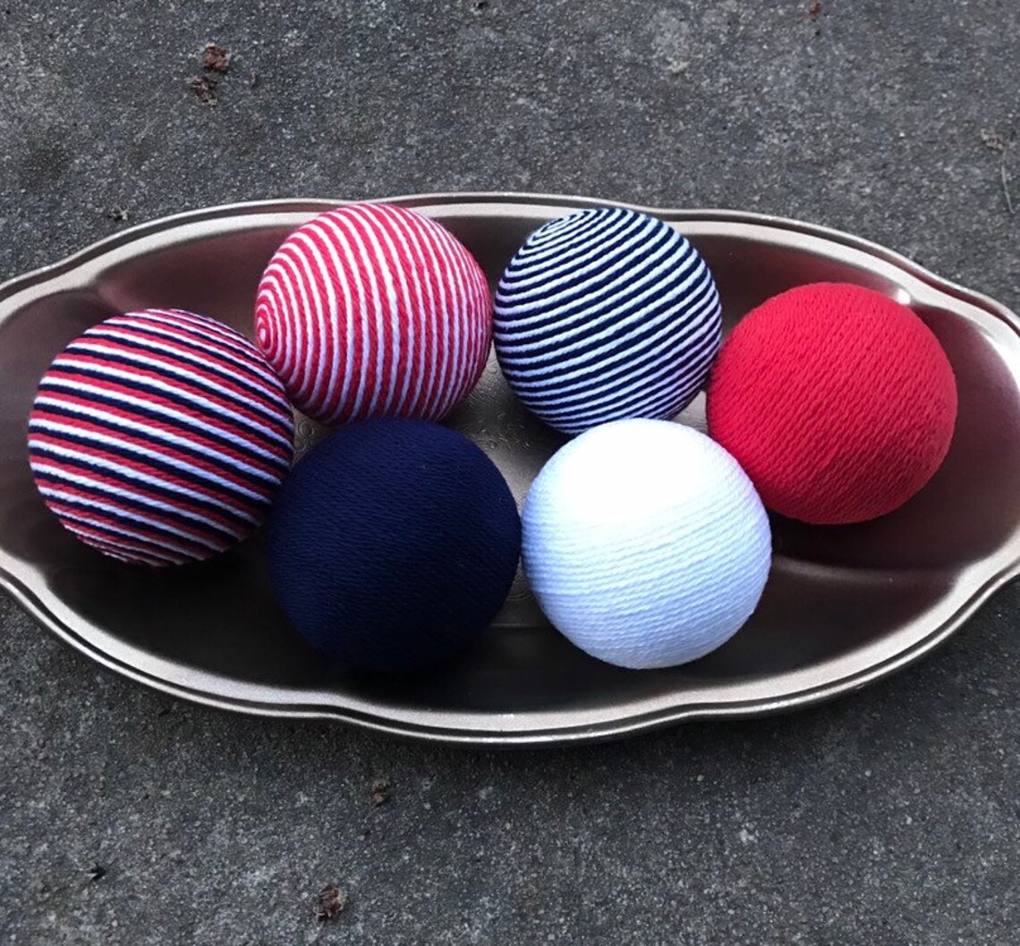 Decorative Yarn Balls Red White and Blue Decorative Yarn Etsy