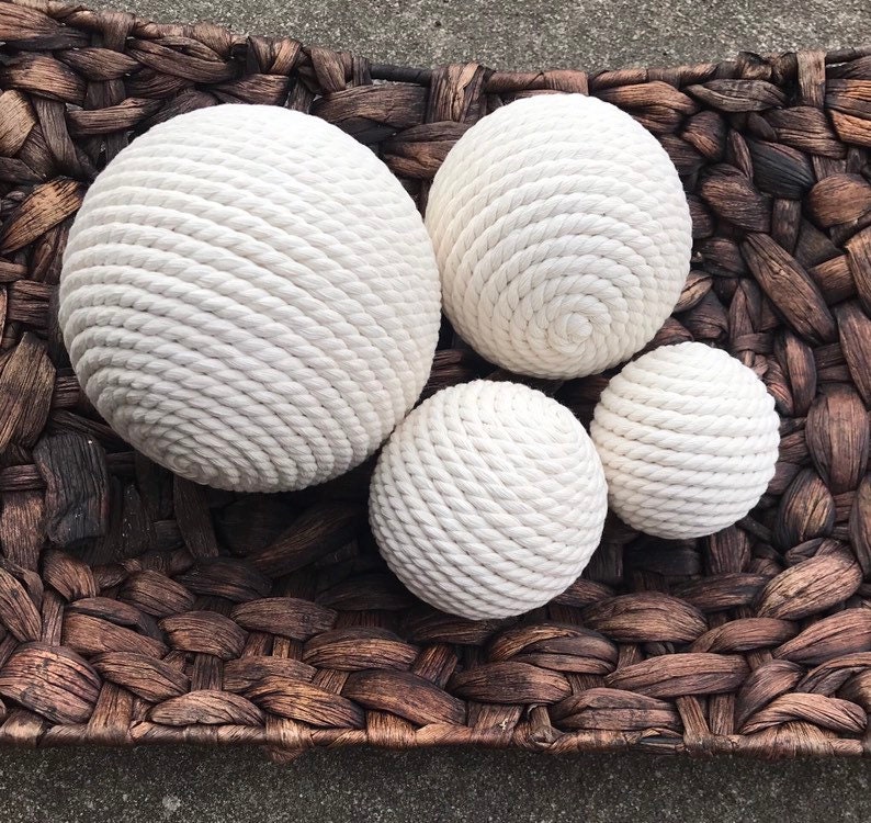 Rope Balls Yarn Balls Bowl Filler Balls Vase Fillers Ivory Etsy