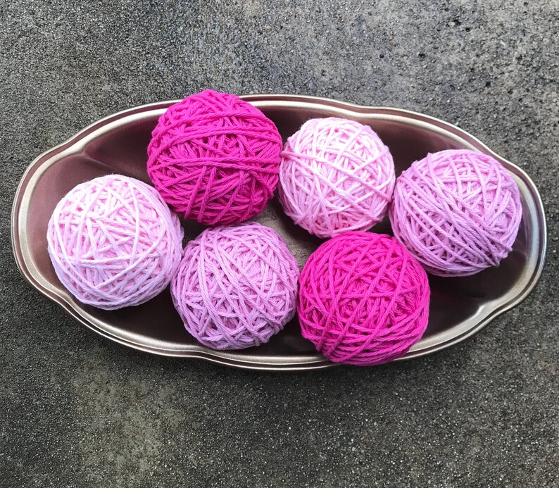 Set of Six Yarn Balls Pink Yarn Balls Decorative Yarn Balls Etsy