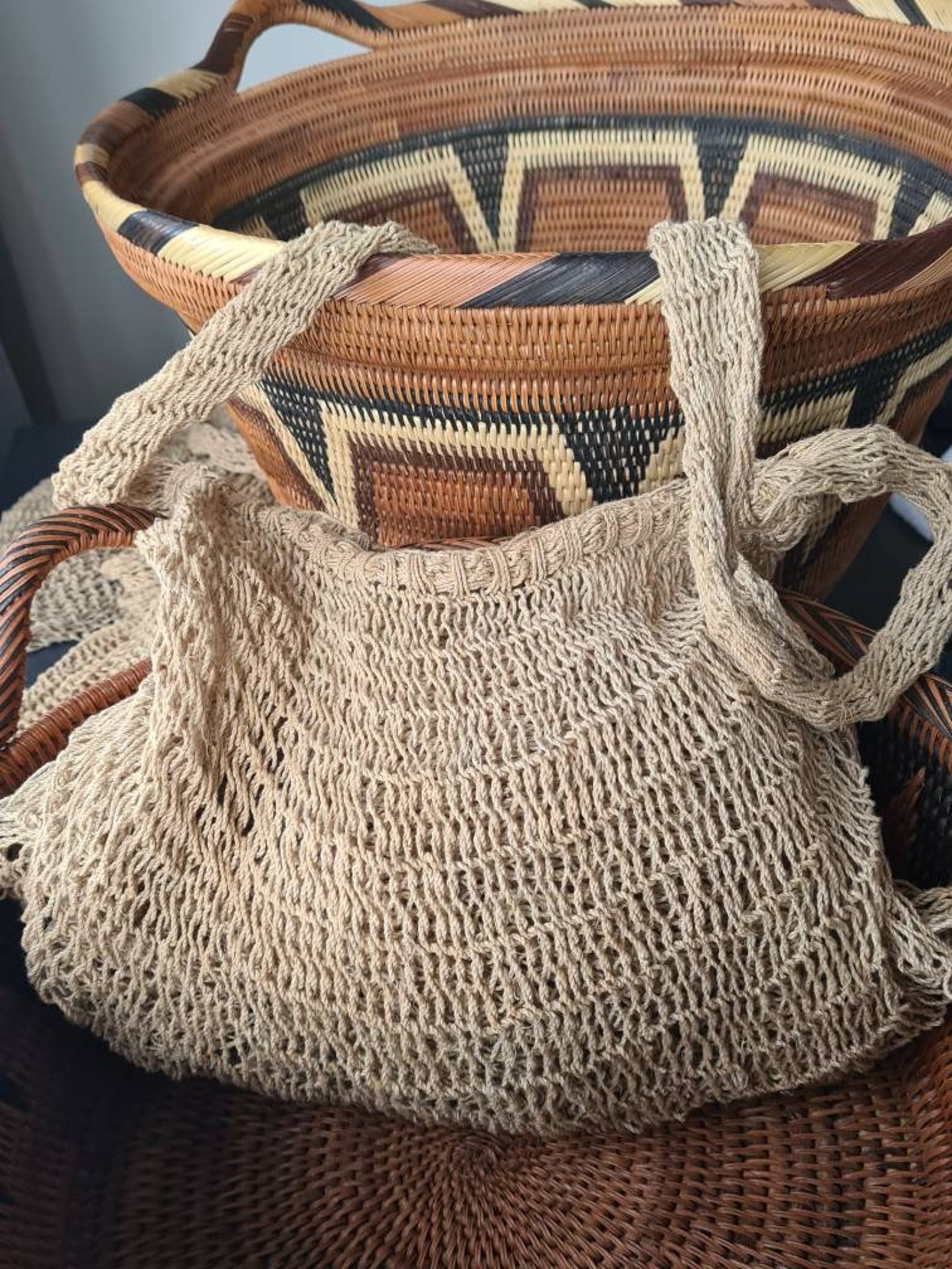 Natural Plant Fibre Bilum Bag Vintage Handwoven BagPrimitive Etsy