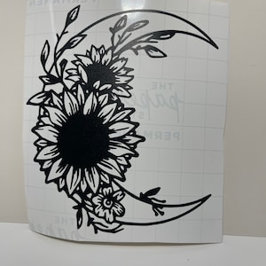 Sunflower and moon vinyl decal
