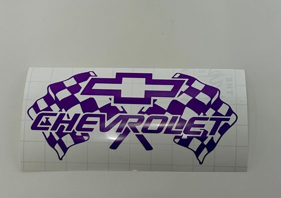 Chevy 350 Decal Vintage Chevrolet Cross Flags Sticker Decal - 5.6" X 1.8", Multi-Color, Made In USA Gmc Windshield Decal