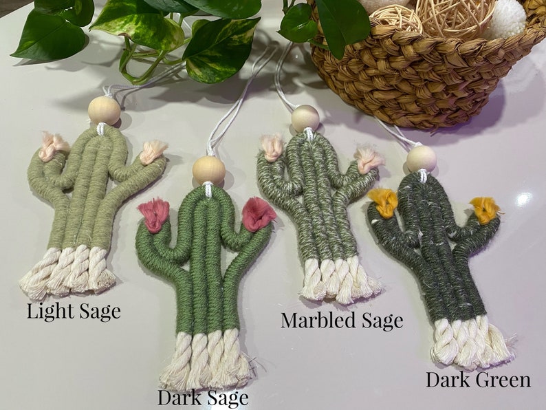 Macrame Cactus Rear View Mirror Essential Oil Diffuser Custom Etsy