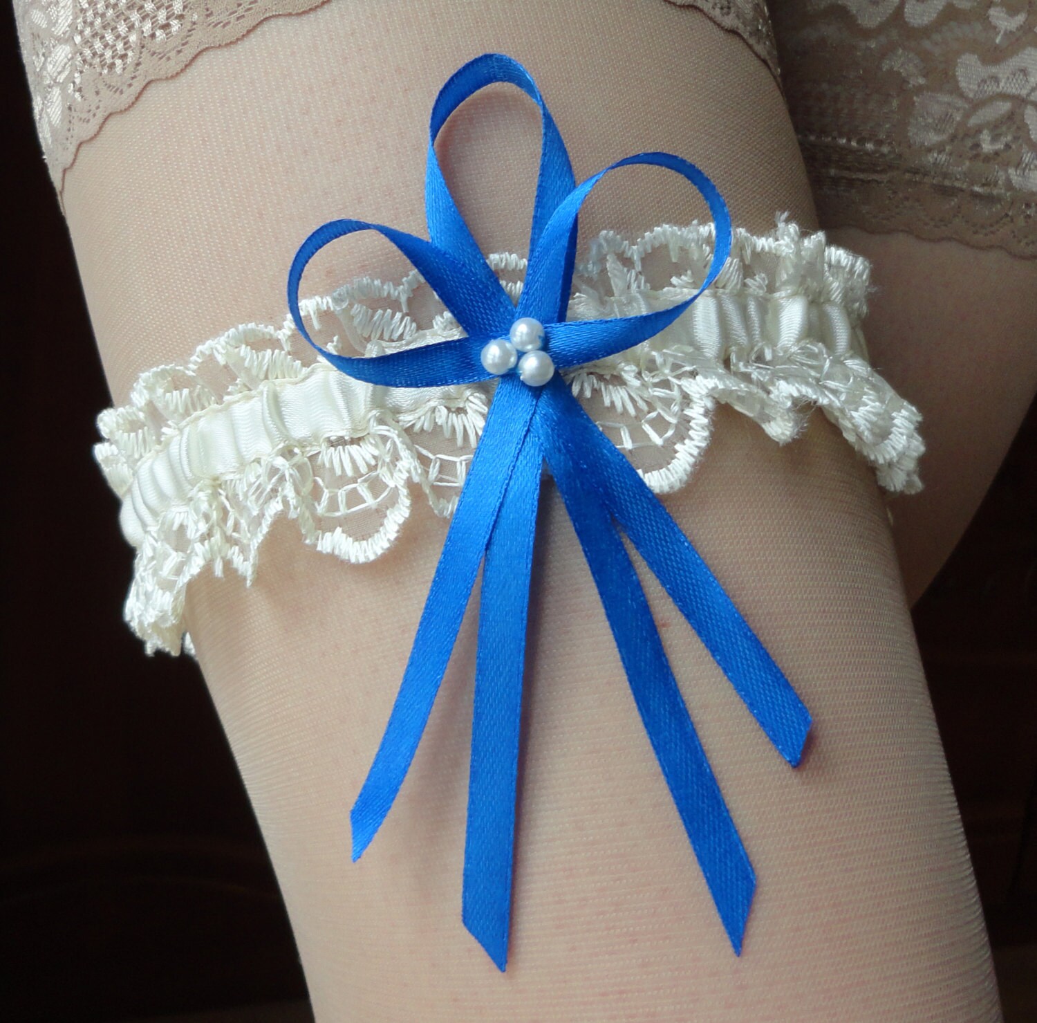 Wedding Lace Garter Belt with blue Custom Garter Bridal Etsy