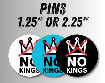 Épinglette No Kings X Crown : résistance politique, anti-atout (1,25 po. ou 2,25 po.)
