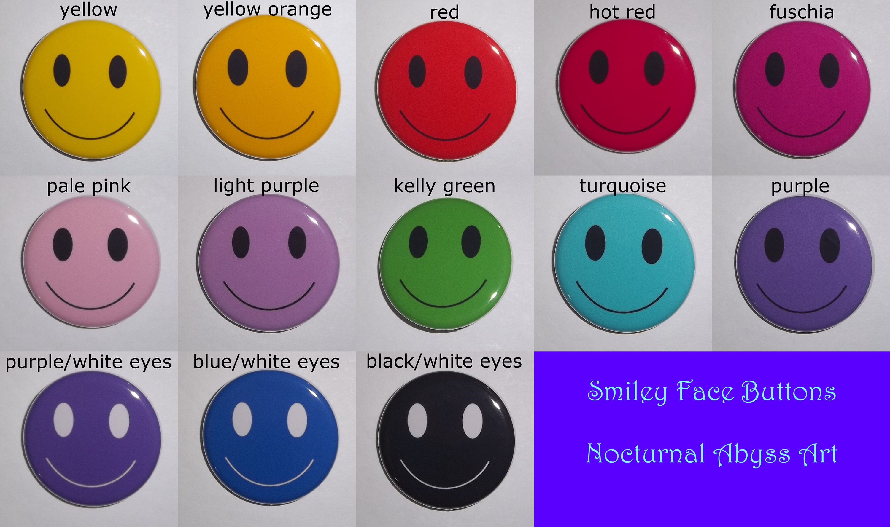 Smiley Face Pinback Buttons 1.25