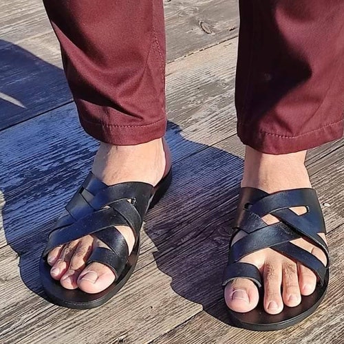 MENS LEATHER SANDALS Strappy Summer Shoes Men - Etsy