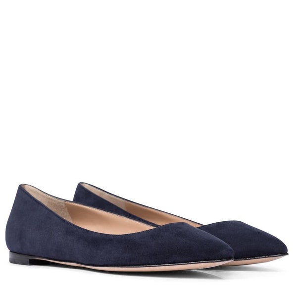 Navy Blue Suede Leather Ballet Flats ballerinas ballerina's ballerina pumps ballerina flats ballerina shoes ballet slippers ballet shoes
