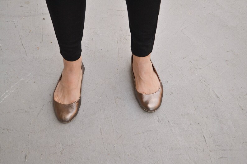 bronze ballerina flats