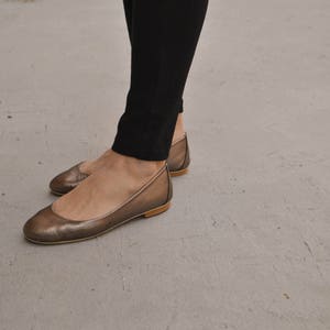 Bronze Leather Ballet Flats - Etsy