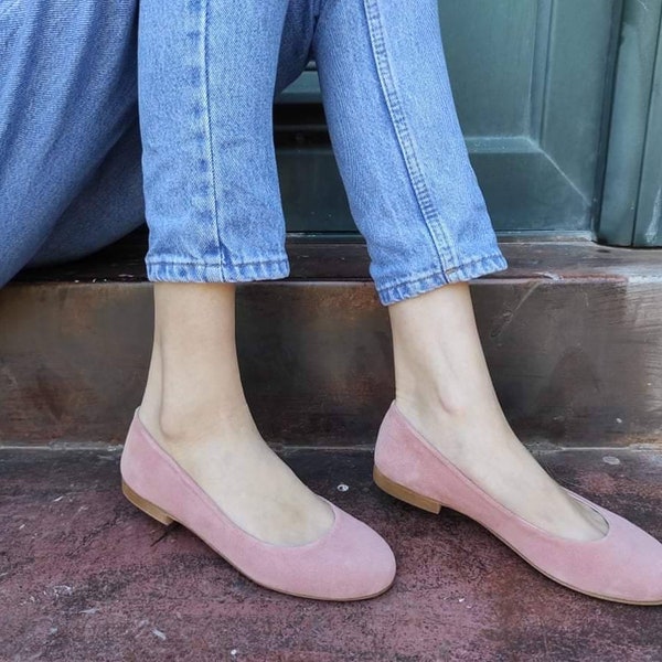 Fairy tale Pink Leather Ballet Flats ballerinas ballerina's ballerina pumps ballerina flats ballerina shoes ballet slippers ballet shoes