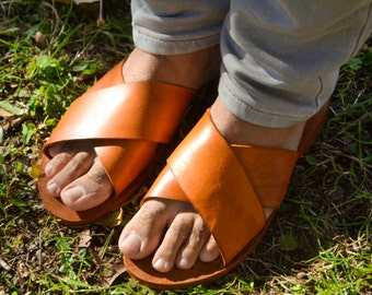 Natural sandals,Mens sandals, Men flat, Leather sandals, Handmade Sandals, Summer flats,menshoes, Comfortable sandals men, fathers gift
