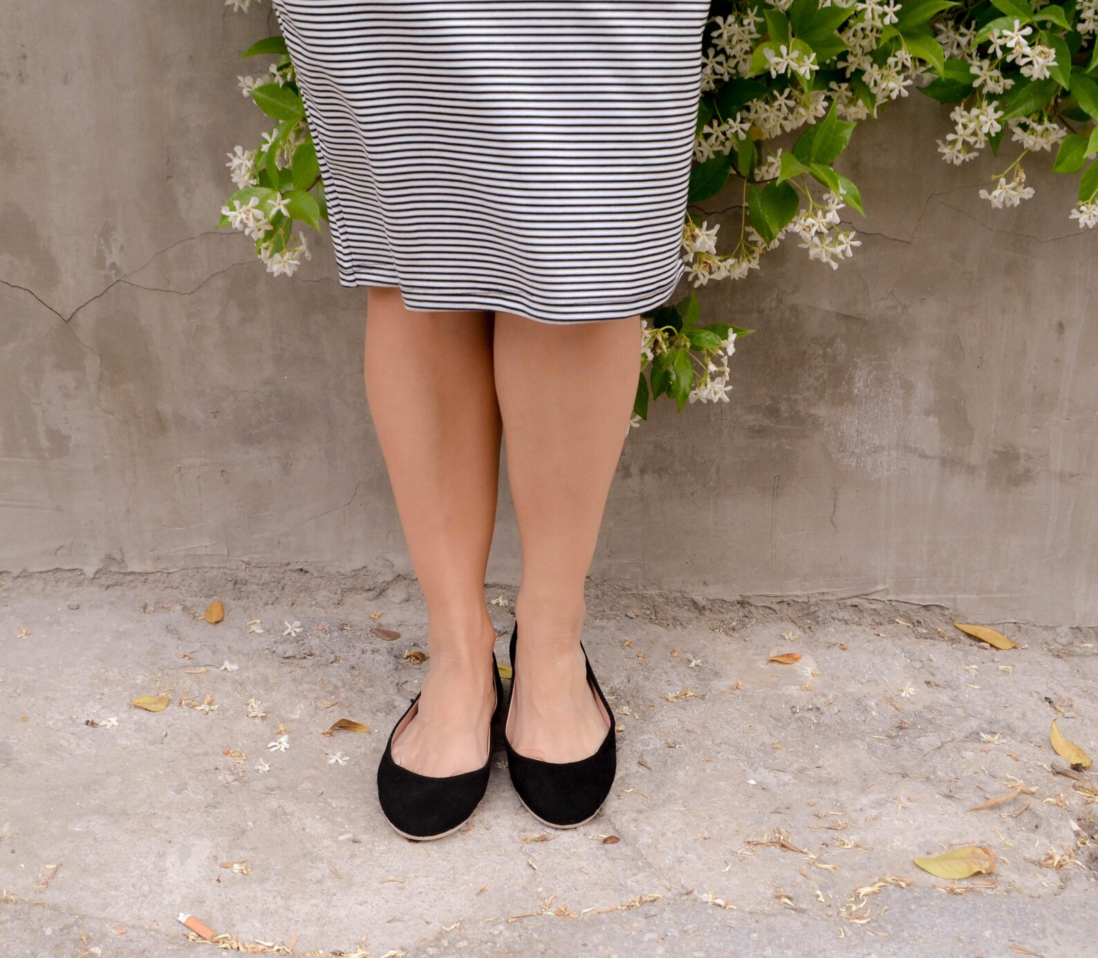 suede ballerina pumps