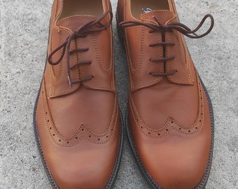 Leather Shoes,Handmade Shoes, Classic Brown Leather Derby Shoes, Brown Derby Shoes, Brown Brogues, Comfortable shoes