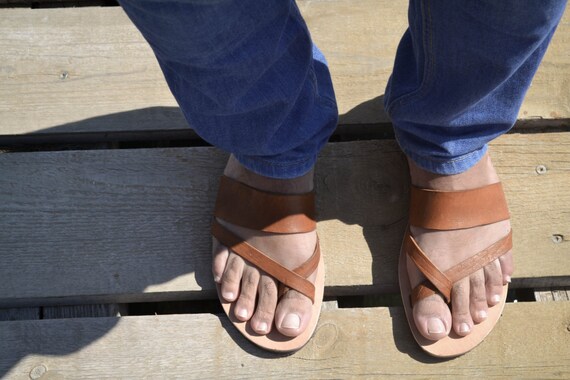 Greek Men Leather Sandals Summer Men 